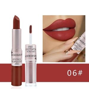 2-in-1 Lipstick and Lip Gloss - Rich Brown